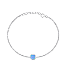 Load image into Gallery viewer, Sterling Silver Rhodium Plated Blue Lab Opal Bracelet