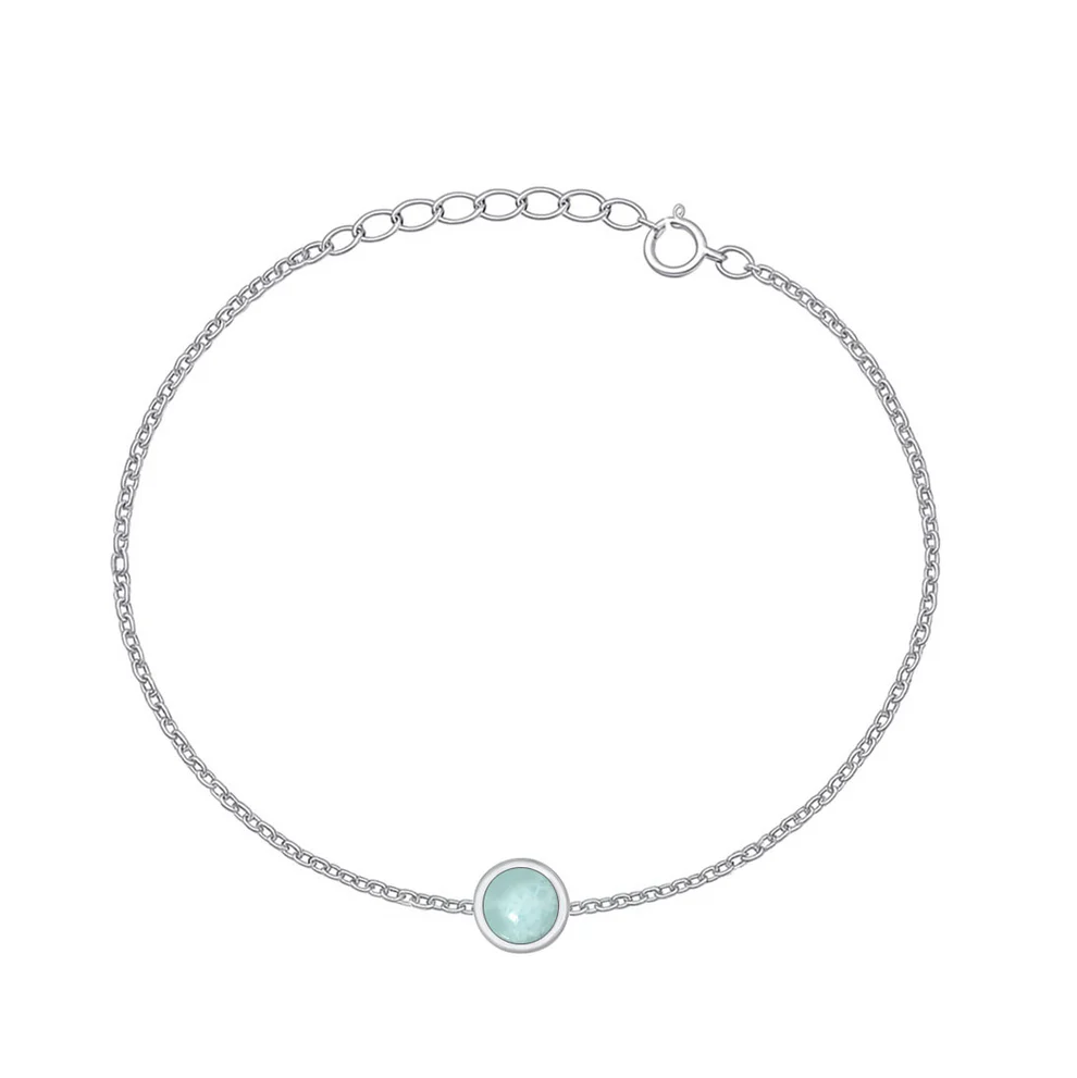 Sterling Silver Rhodium Plated Larimar Stone Bracelet