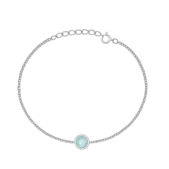 Sterling Silver Rhodium Plated Larimar Stone Bracelet