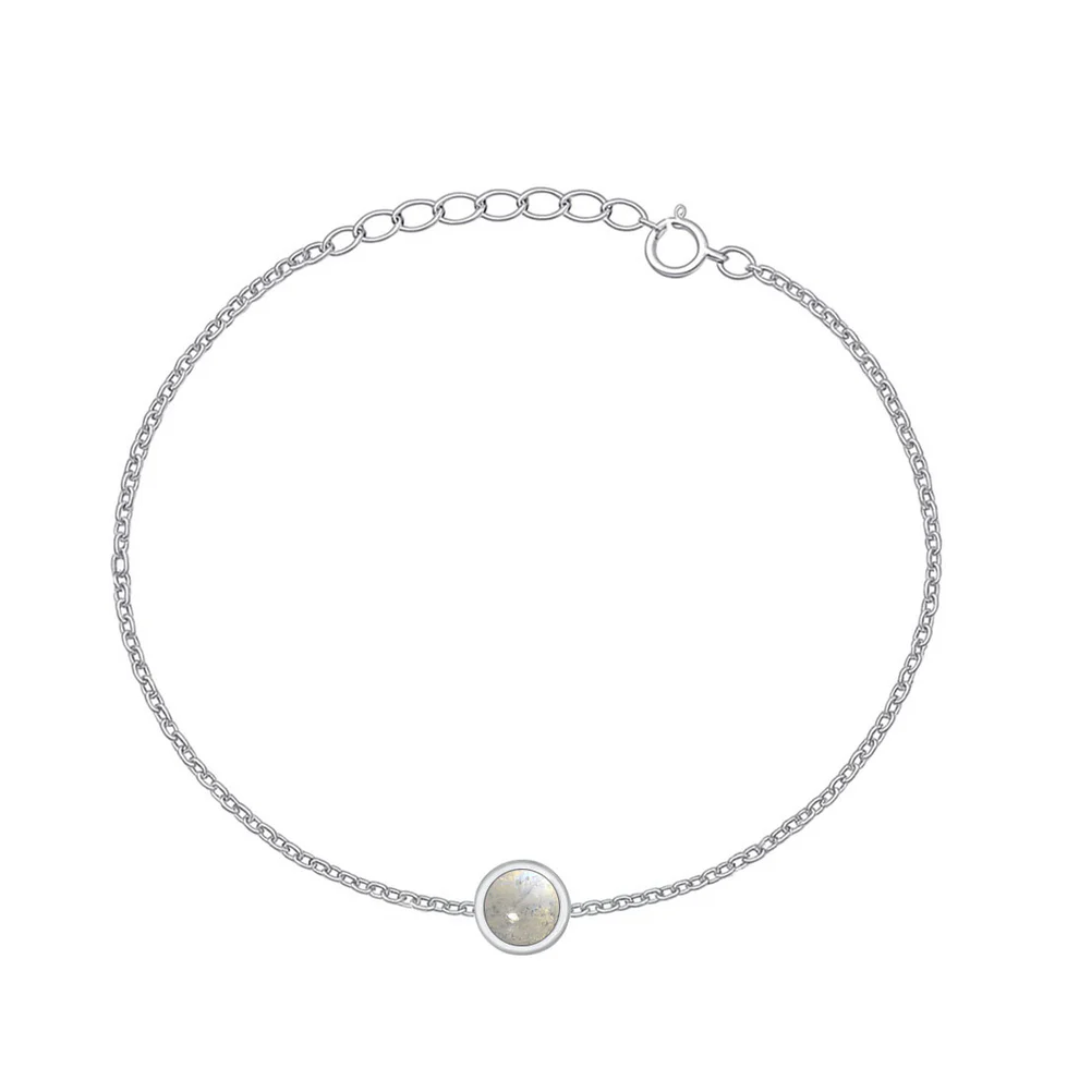 Sterling Silver Rhodium Plated Moonstone Bracelet