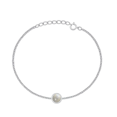 Sterling Silver Rhodium Plated Moonstone Bracelet