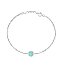 Load image into Gallery viewer, Sterling Silver Rhodium Plated Genuine Turquoise Stone Bracelet