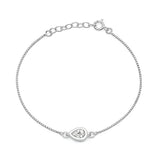 Sterling Silver Rhodium Plated Clear CZ Teardrop Bracelet