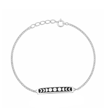 Load image into Gallery viewer, Sterling Silver Rhodium Plated Moon Phases Bracelet