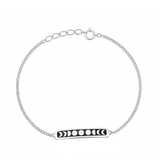 Sterling Silver Rhodium Plated Moon Phases Bracelet