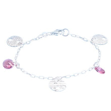 Load image into Gallery viewer, Italian Sterling Silver Pink Crystal Charm Bracelet