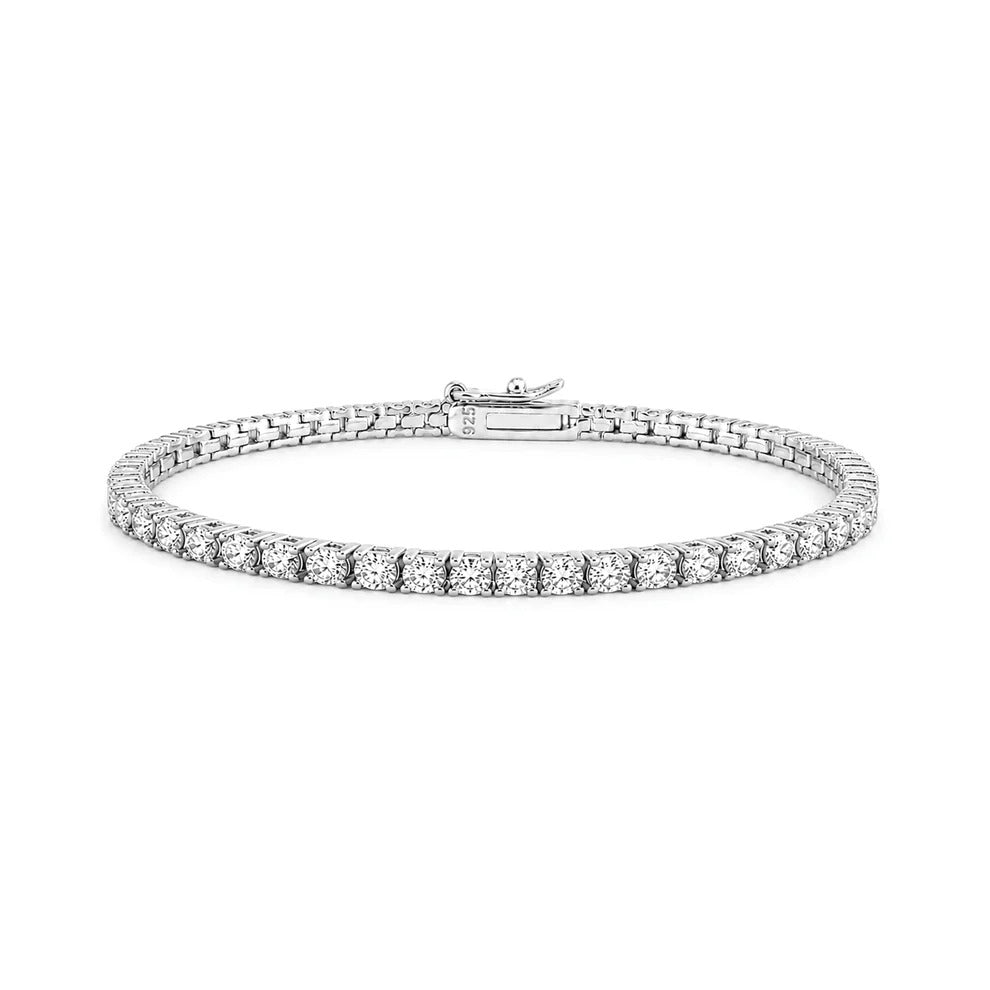 Sterling Silver Rhodium Plated Lab Grown Diamond Tennis Bracelet