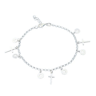 Sterling Silver Crosses Rosary Bracelet