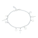 Sterling Silver Crosses Rosary Bracelet