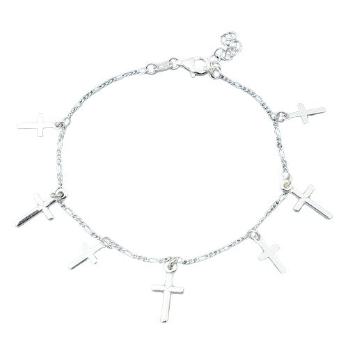 Sterling Silver Cross Rosary Bracelet