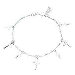Sterling Silver Cross Rosary Bracelet