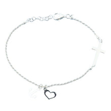 Load image into Gallery viewer, Sterling Silver Cross Heart Anchor Bracelet