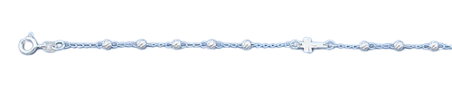 Sterling Silver Italian Cross Bracelet-length- 6.5+1 inches,Thickness- 2.8 mm