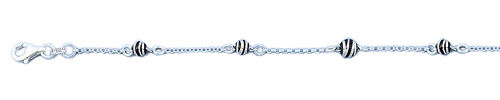 Sterling Silver Italian Bead Bracelet-length- 6.5+1 inches,Thickness- 5 mm