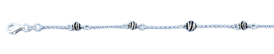 Sterling Silver Italian Bead Bracelet-length- 6.5+1 inches,Thickness- 5 mm