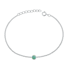 Load image into Gallery viewer, Sterling Silver Rhodium Plated Round Turquoise CZ Bracelet