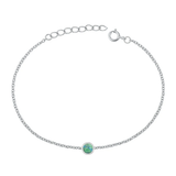 Sterling Silver Rhodium Plated Round Turquoise CZ Bracelet