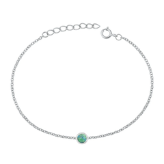 Sterling Silver Rhodium Plated Round Turquoise CZ Bracelet