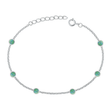Sterling Silver Oxidized Round Genuine Turquoise Stone Bracelet