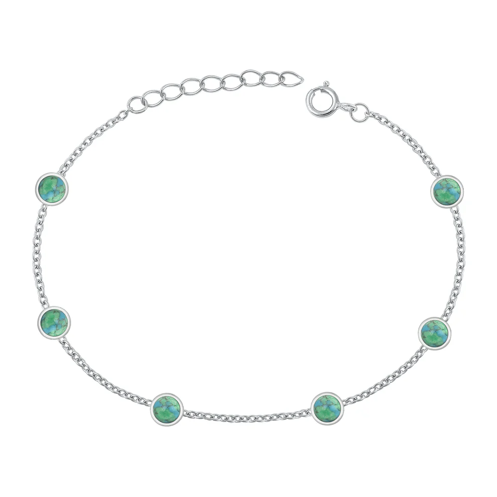 Sterling Silver Oxidized Genuine Turquoise Stone Bracelet