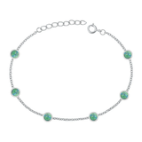 Sterling Silver Oxidized Genuine Turquoise Stone Bracelet