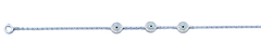 Sterling Silver Rhodium Plated  Clear CZ Evil Eye Bracelet,Charm Height: 6.2mm,Length: 6.5 + 1 inches