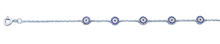 Load image into Gallery viewer, Sterling Silver Rhodium Plated Blue CZ and Clear CZ Evil Eye and Bracelet,Charm Height: 5.3mm,Length: 6.5 + 1 inches