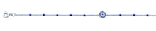 Load image into Gallery viewer, Sterling Silver Rhodium Plated Blue And Clear CZ Evil Eye Bracelet