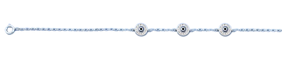 Sterling Silver Rhodium Plated Clear CZ Evil Eye and Bracelet,Charm Height: 6.3mm,Length: 6.5 + 1 Inches