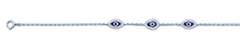 Load image into Gallery viewer, Sterling Silver Rhodium Plated Clear CZ Evil Eye Bracelet,Charm Height: 5.7mm,Length: 6.5 + 1 inches