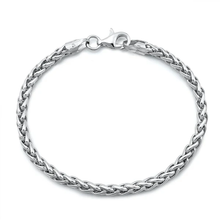 Load image into Gallery viewer, Italian Sterling Silver Rhodium Plated 120 Wheat Chain Bracelet