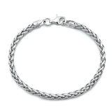 Italian Sterling Silver Rhodium Plated Wheat Chain Bracelet