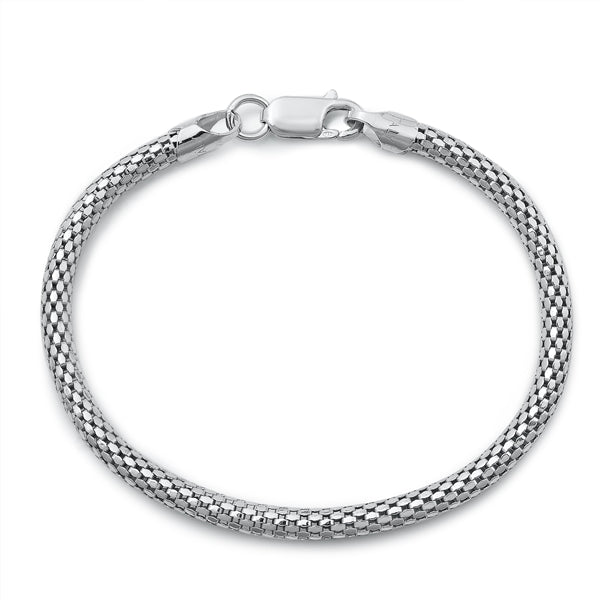 Italian Sterling Silver Rhodium Plated Coreana Mesh Bracelet