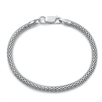 Italian Sterling Silver Rhodium Plated Coreana Mesh Bracelet
