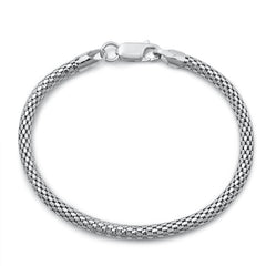 Italian Sterling Silver Rhodium Plated Coreana Mesh Bracelet