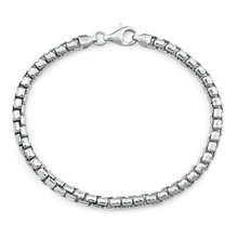 Load image into Gallery viewer, Italian Sterling Silver Rhodium Plated 400 Round Box Bracelet