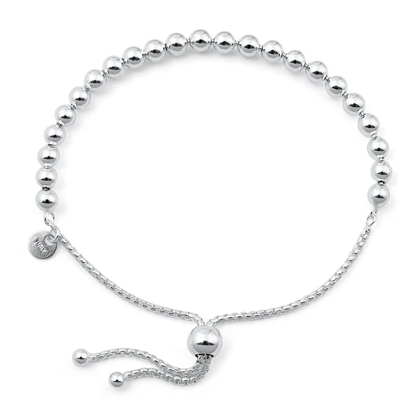 Sterling Silver Polished Bead Lariat Bracelet