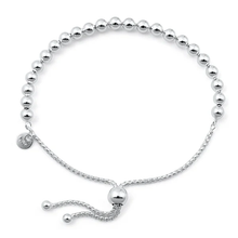 Load image into Gallery viewer, Sterling Silver Polished Bead Lariat Bracelet