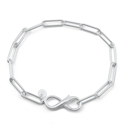 Sterling Silver Polished Infinity Paperclip Bracelet