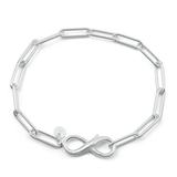 Sterling Silver Polished Infinity Paperclip Bracelet
