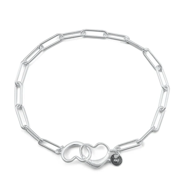 Sterling Silver Polished Hearts Bracelet