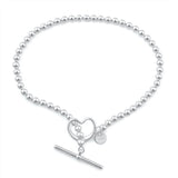 Sterling Silver Polished Heart Bracelet