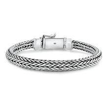Load image into Gallery viewer, Sterling Silver Oxidized 6.6mm Handmade Thai Weave Bracelet