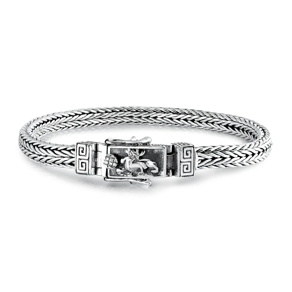 Sterling Silver Oxidized 5.5mm Handmade Thai Weave Bracelet