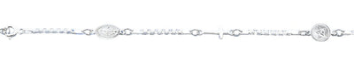 Sterling Silver Polished Miraculous, Cross And Angel Bracelet