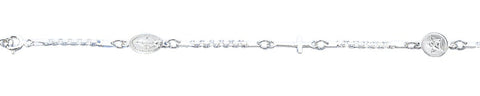 Sterling Silver Polished Miraculous, Cross And Angel Bracelet