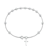 Sterling Silver Polished Rosary Bracelet