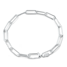 Load image into Gallery viewer, Sterling Silver Polished Paperclip Chain Hook Clasp Bracelet