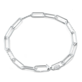 Sterling Silver Polished Paperclip Chain Hook Clasp Bracelet