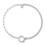 Sterling Silver Polished Curb And Staple Bracelet